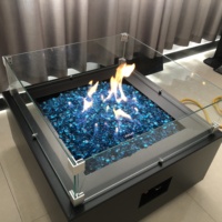 Table de foyer d'extérieur avec gaz propane, table de feu carrée moderne pour jardin en plein air