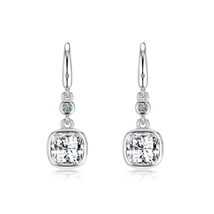 Pendientes Colgantes de Plata S925 con Baño de Rodio en Oro Champagne, Diseño Clásico Dylam, con Piedra Moissanita D VVS1 - Product Image 1