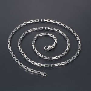 Unisex <b>Titanium</b> Steel Box <b>Chain</b> Necklace 2.0mm 3.0mm Geometric Rectangle Everyday Wear CE503 - Product Image 4