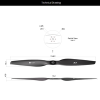 T-MOTOR VZ45*18 Hélice de drone VTOL en fibre de carbone de haute qualité, 45 pouces, 75 kg de charge utile, 2 pales CW CCW