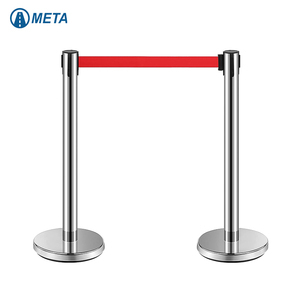 0.9m thép không gỉ có thể thu vào hàng đợi đứng vành đai đứng stanchion rào cản cảnh báo giao thông kiểm soát đám đông dây bài Đỏ vành đai 320mm - Product Image 1