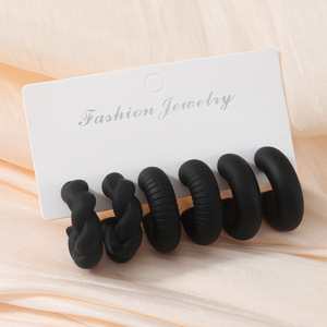 Conjuntos de Joyería de Moda, Aretes de Silicona Negros con Bola y Aros para Mujer, para Fiestas, Juego de 3 Pares - Product Image 4