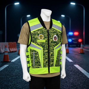 Veste imperméable haute visibilité personnalisée camouflage classe 2 bleu fluo jaune avec fermeture éclair sur le devant, option logo personnalisé, vêtements de travail - Product Image 2
