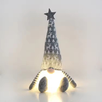Statue de gnome de Noël en tissu avec lumières LED intégrées, chapeau à motif de renne, décoration de fête d'intérieur, vente en gros