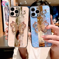 Coque de téléphone pliable papillon en métal pour iPhone16 pro max iqos Make up mirror phone case pour iphone15 pro max original