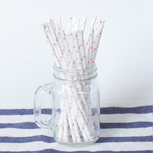 Joinhot Paper Straws White With Pink Stars Disposable Biodegradable For Party Wedding - Product Image 2