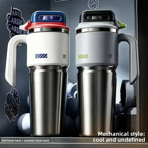 Vaso Térmico de Gran Capacidad de 1000ml, de Acero Inoxidable 304, con Asa y Pajita, para Coche, Oficina o Portavasos - Product Image 1