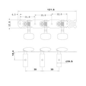 3 sur une plaque Mécaniques plaquées or Touches d'accordage Touches d'accordage pour <span class=keywords><strong>guitare</strong></span> classique avec trou unique - Product Image 2