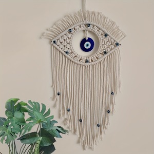 Oferta Especial: Colgante de Pared Tradicional Turco con Ojo Turco Azul, Tapiz Bohemio con Borlas, Artesanía Tejida a Mano para Hogar u Oficina, Arte de Macramé - Product Image 1