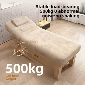 Table de massage en bois réglable, recouverte de velours, avec armoire de rangement, appui-tête amovible, mobilier de salon - Product Image 6