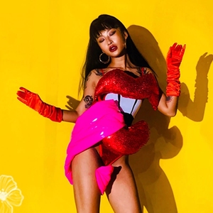 Disfraz de Labios Rojos para Baile de Jazz, Atuendo Creativo de Dibujos Animados para Festival Rave, Ropa de Baile <span class=keywords><strong>Gogo</strong></span> para Club Nocturno - Product Image 2