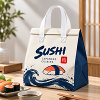 Sac isotherme réutilisable et imperméable pour sushis avec doublure en aluminium, sac fourre-tout isolant non tissé pour la livraison de repas à emporter