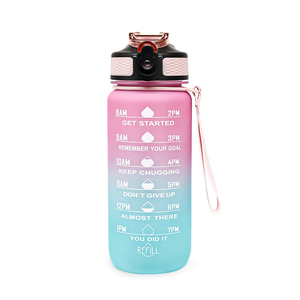 32oz 1 Liter Motivational Eco-Friendly BPA Free Plastic <b>Water</b> <b>Bottle</b> <b>with</b> for Direct Drinking Time Marker for Gym Fitness - Product Image 5