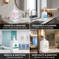 Bouteilles à pompe carrées en PE blanc en stock, vente en gros, flacons distributeurs vides personnalisés pour sous-conditionnement de liquides