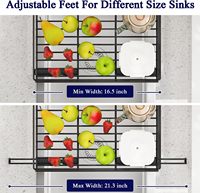 Égouttoir à vaisselle extra large extensible avec plateau à couverts, résistant à la rouille, noir, pour utilisation sous l'évier et sur le comptoir