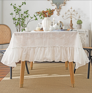 Petit carré blanc crochet Polyester dentelle flottant haut élégant salle à manger lavé couverture de Table jetable étanche à l'huile - Product Image 3