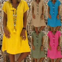 Robe d'été ample en coton pour femmes, grande taille, Style décontracté, Style Boho, L0076-1