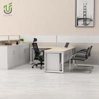 Bureau de direction moderne de luxe IULTRA pour les gestionnaires de bureau Douilles de table de direction contemporaines durables en MDF MFC bois finition teck