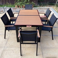 Table d'extension en aluminium en plastique bois pour jardin extérieur Place Patio meubles empilables Tables d'extérieur chaise