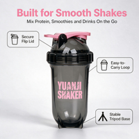 Bouteille de shaker en plastique sans BPA, personnalisable avec logo, en PP/TRITAN, réutilisable, pour protéines en poudre, sport et gym