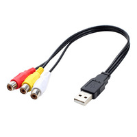Kabel Komposit Adaptor AV USB 2.0 Male ke 3 RCA Female untuk DVD, Kamera Digital, Camcorder, Terhubung ke TV/PC/Komputer