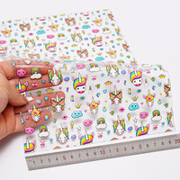 30*120CM Dessin Animé Coloré Mode Fleur Impression Cuir Vegan Impression PVC Cuir Transparent Pour DIY Décoration