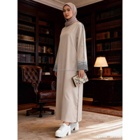 Robe Abaya Musiim pour femmes, robe à manches longues, deux couleurs avec broderie sur les manches, Moyen-Orient
