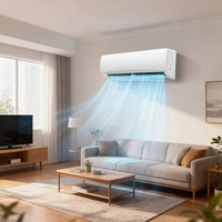 Climatiseur mural de type split 9000/12000/18000/24000 BTU, refroidissement et chauffage, écran LED, fonctionnement silencieux, télécommande