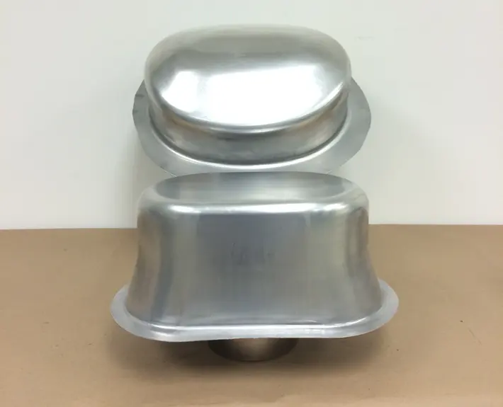 Topi baja tahan karat aluminium progresif kustom lembar gambar dalam Cap logam ditarik dalam