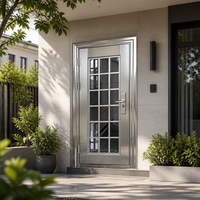 Porte de villa moderne à double vitrage en acier inoxydable, insonorisée, ignifuge et étanche