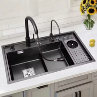 Évier de cuisine en acier inoxydable SUS 304 avec fonction cascade, évier de cuisine numérique multifonctionnel intelligent avec fonction cascade