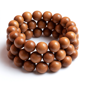 Rustic Eco-Friendly South Indian Sandalwood Mala <b>Beads</b> <b>Bracelet</b> for <b>Men</b> Strong Elastic Cord Masculine Earthy Sweet Woody - Product Image 1