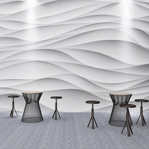 Papel Tapiz Moderno de Tela de Seda 3D con Rayas Cóncavas y Convexas de Ondas de Agua y Diseño a Cuadros para Sala de Estar u Oficina, Fondo de Arte Abstracto - Product Image 1