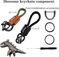 Breloque en alliage d'aluminium haut de gamme et mignonne à l'effigie d'un dinosaure de dessin animé, assortie à un bracelet tressé à la main, un porte-clés dinosaure pour sac à dos et étui de téléphone