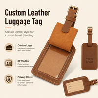 Étiquette de bagage en cuir véritable personnalisée, porte-passeport de luxe, étiquette nominative pour valise, ensemble cadeau haut de gamme, fournisseur