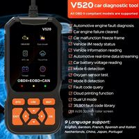 OBD2 Fonction complète V520 12V Outil de diagnostic automobile universel électrique Scanner Analyseur de moteur Garantie 1 an Lecteur de code OBDII