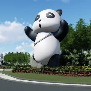 बड़े कस्टम पांडा प्रतिमा के लिए शीसे रेशा भालू मूर्तिकला सजावट Pubilc