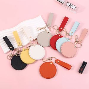 PU Leather <b>Small</b> Makeup <b>Mirror</b> Metal Keychain Custom Decor Souvenir Gift <b>Mirror</b> Pocket Makeup <b>Mirror</b> Keyrings - Product Image 2