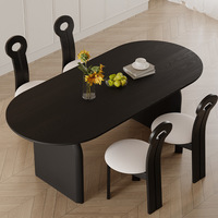 Moderner Luxus-Esstisch Wabi-Sabi Schwarz Oval Rechteckig Massivholz Eiche Hauptmerkmale