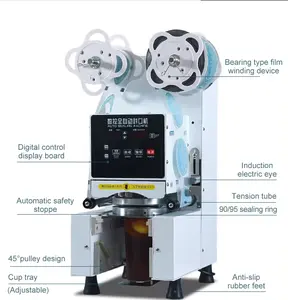 2024 Nieuwe Ontwerp Plastic Sluitmachines Wegwerp Automatische Elektrische Commerciële Koffie Bubble Thee Plastic Cup Sealmachine