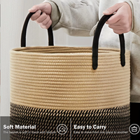 Panier à linge en corde de coton tressée, panier à linge avec compartiments, 60L, rangement polyvalent pour vêtements sales