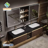 Table de toilette murale en bois massif de style français OEM Juerte 2025 avec miroir, robinet, meuble de salle de bain, salle à manger, bar à domicile