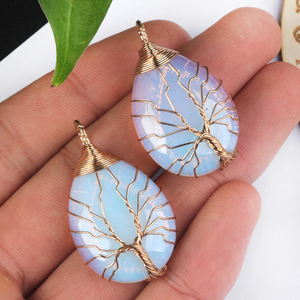Natural Crystal Healing Stone Necklace Fashion Tree of Life <b>Wire</b> Wrapping Crystal Pendant - Product Image 6