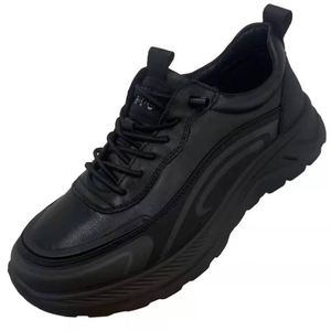 Zapatos de Cuero Genuino Negro para Hombre, Transpirables, Suaves, con Suela Gruesa, Versátiles, Ligeros, Deportivos, Casuales, para Correr - Product Image 5