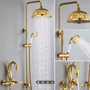 Ensemble <span class=keywords><strong>de</strong></span> <span class=keywords><strong>douche</strong></span> mural en laiton doré <span class=keywords><strong>de</strong></span> style européen et chinois rétro, avec <span class=keywords><strong>barre</strong></span> <span class=keywords><strong>de</strong></span> <span class=keywords><strong>douche</strong></span> à jet doux pour usage domestique et hôtelier (5 ans) - Product Image 3