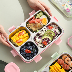 Dễ Thương Thiết Kế 304 Thép Không Gỉ Ăn Trưa Hộp 900Ml + 70Ml 3 Ngăn Thép Không Gỉ Trường Thực Phẩm Container Ăn Trưa Hộp - Product Image 5