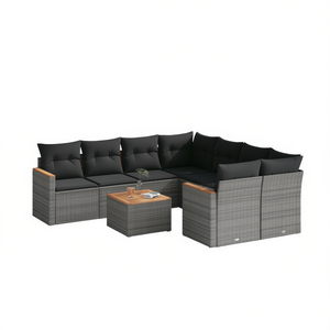 Conjunto de Sofás Modulares de Jardín en Ratán Gris, Diseño Moderno, Muebles de Exterior con Cojines Incluidos - Product Image 1