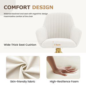 Modern Upholstered Swivel Accent Chair Thick High Resilience Foam <b>Dining</b> Chair with Metal Base Comfort <b>Armchair</b> for Home Office - Product Image 5