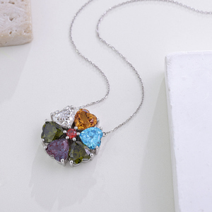 Wholesale S925 Sliver Heart Shape <strong>Alexandrite</strong> Sapphire Moissanite Stone Women Ruby Pendant Gemstone <strong>Necklace</strong> - Product Image 3