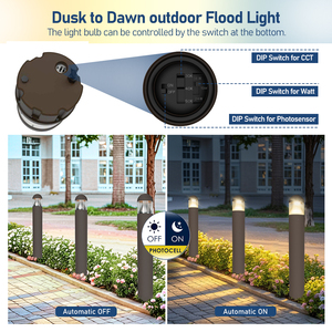 US Stock ETL AC 120-277V Aluminum <b>Waterproof</b> IP65 24W External Led Lawn Walkway <b>Outdoor</b> Pathway Garden Bollard <b>Light</b> Dimmable - Product Image 6